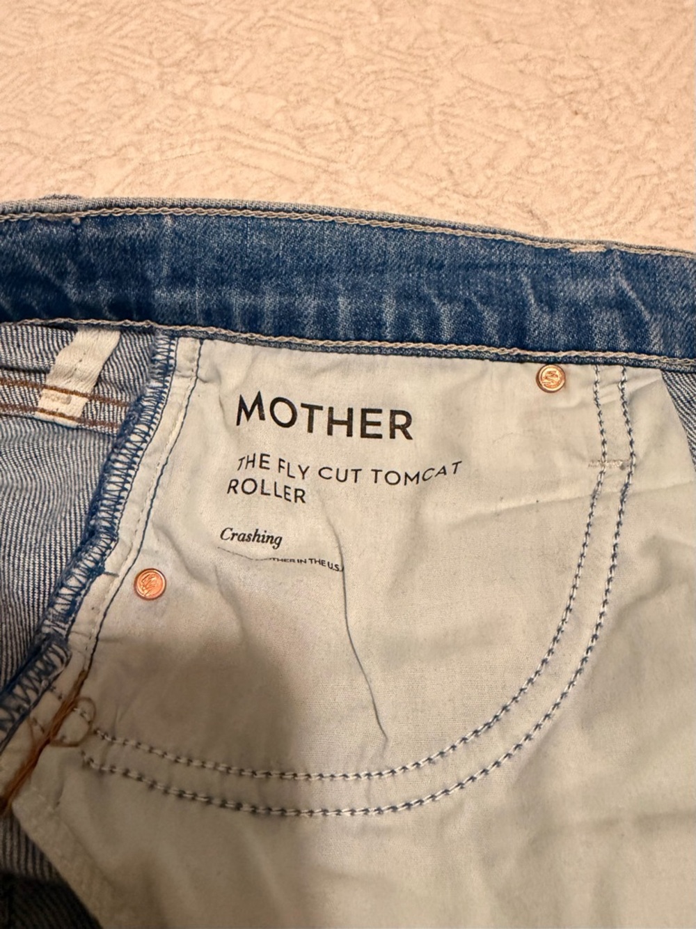 MOTHER The Fly Tomcat Roller Button Fly Flare Jeans in Crashing color - Picture 5 of 8